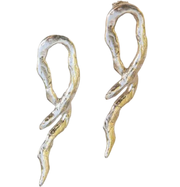 Serpent Stud Earrings - Silver