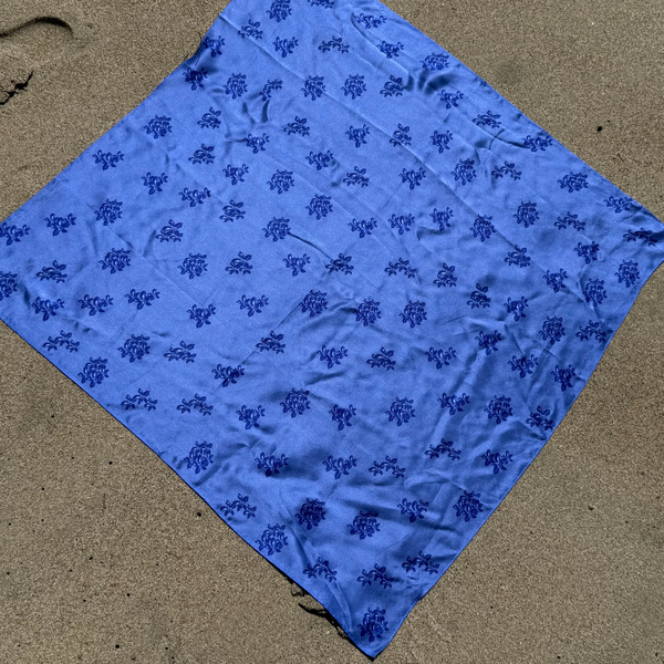 Plumeria Blossom Scarf, Blue
