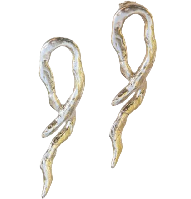 Serpent Stud Earrings - Silver
