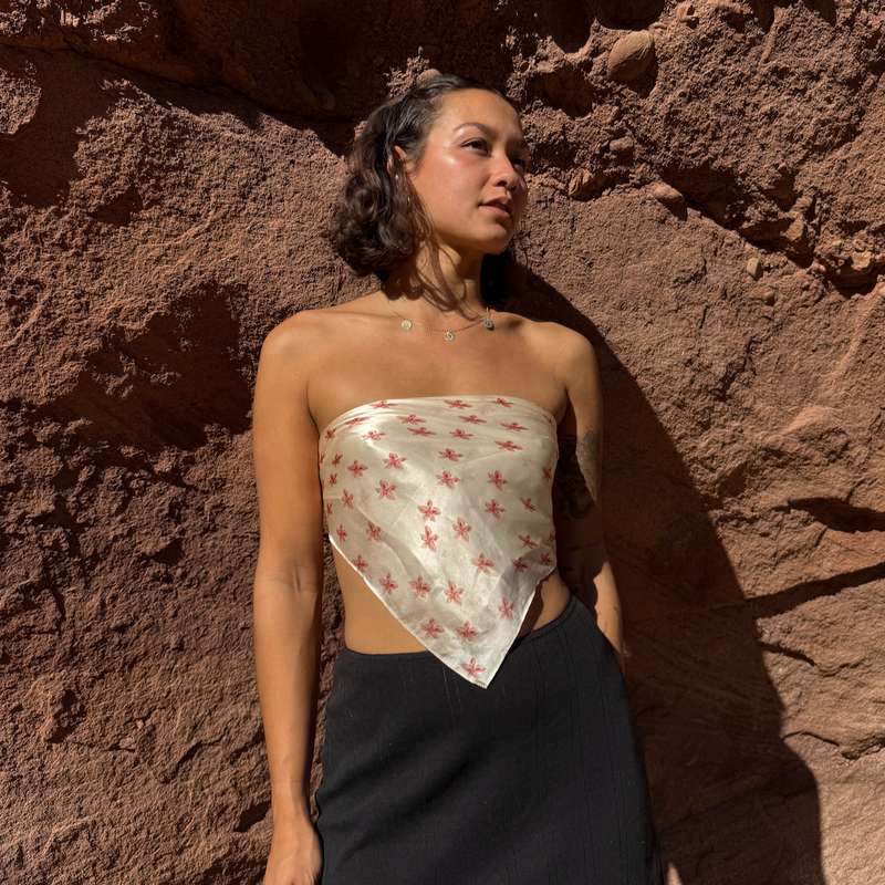Plumeria Blossom Scarf, Cream