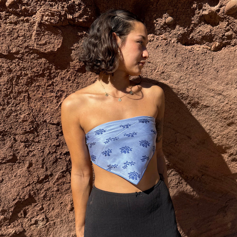 Plumeria Blossom Scarf, Blue